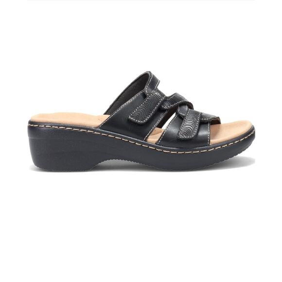 Women’s Clark’s Merliah Karli Sandals Black Leather Size 11 W Adjustable NEW - Picture 2 of 6